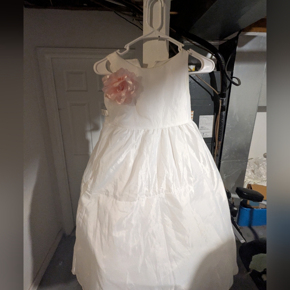 White Kids Costume Dress with Pink Flower